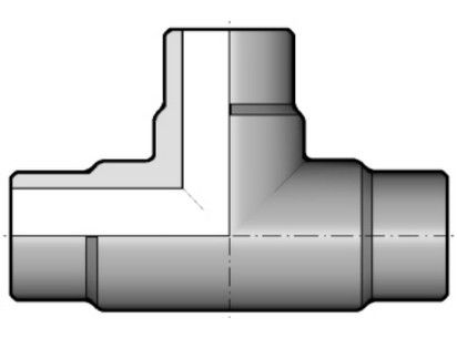 Тройник равнопроходной для стыковой сварки PP-H FIP d25 SDR11 PN6