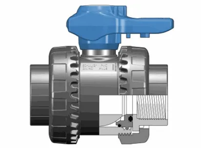 Шаровой кран ПВХ общего применения VEE; муфтовые окончания с ВР, EPDM, FIP R1/2'' (DN15)